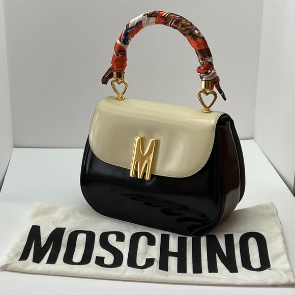 ❤️MOSCHINO❤️ Redwall Tricolor Polished Leather Bag Italy - Picture 9 of 16